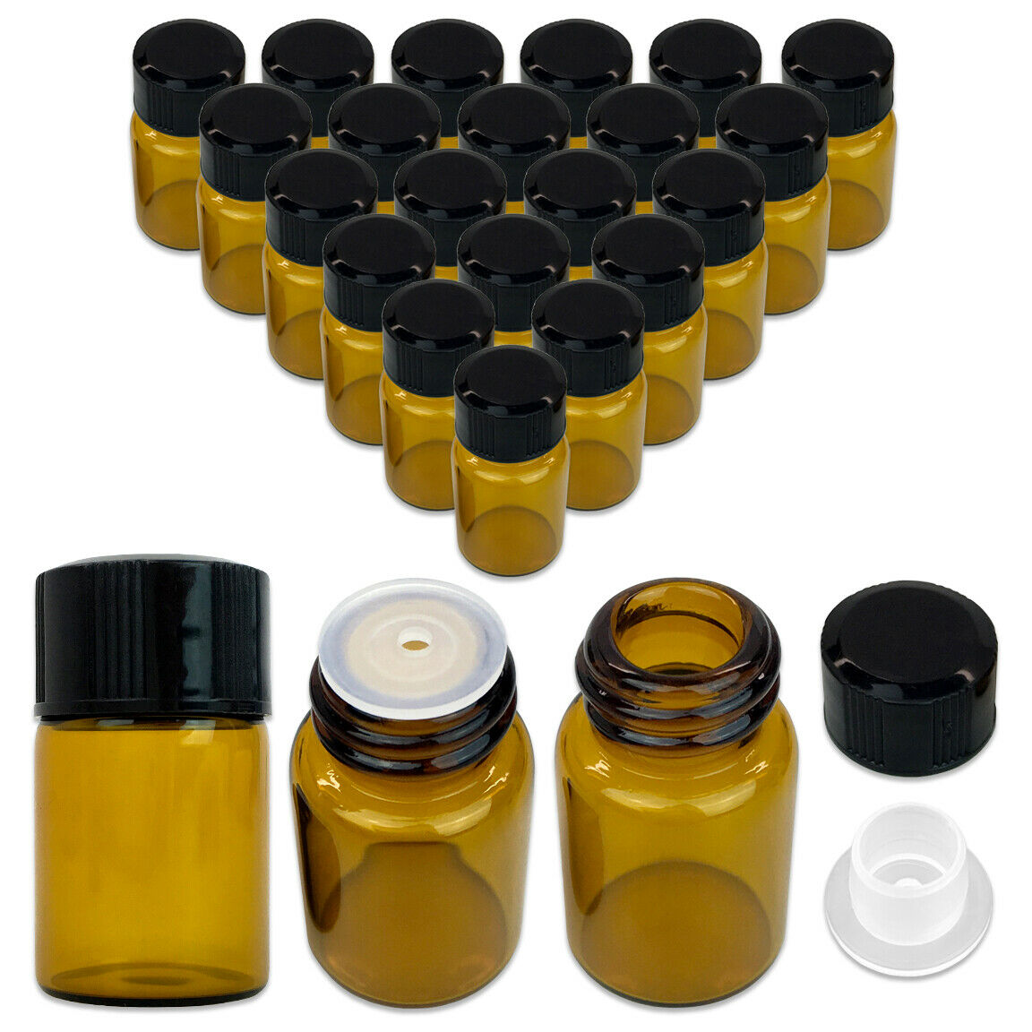 24 Pieces 2ml Essential Oil Perfume Small Sample Glass Vials Bottles Containers