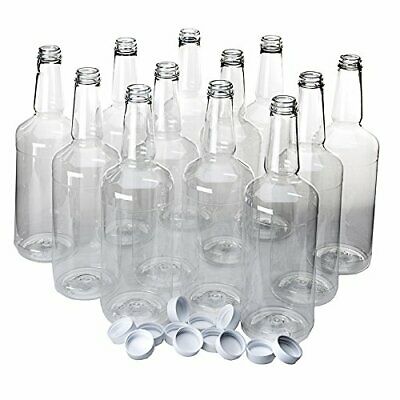 Dozen Long Neck Quart Plastic Bottles With Screw On Lids
